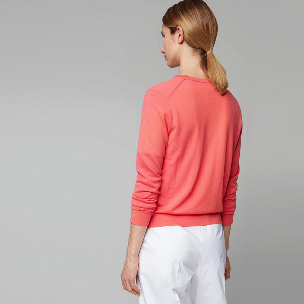 BOSS - Cardigan Fovetexa - regular fit - scollo rotondo - 100% lana vergine - rosa