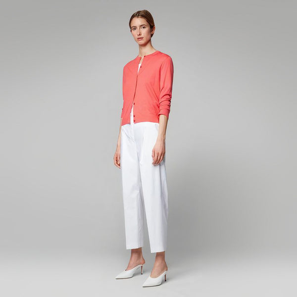 BOSS - Cardigan Fovetexa - regular fit - scollo rotondo - 100% lana vergine - rosa