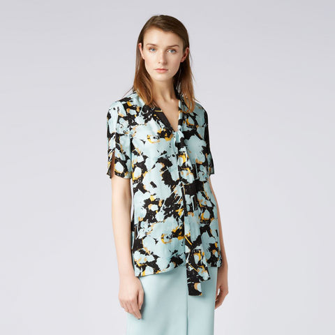 BOSS - Blusa Inini - relaxed fit - azzurro e giallo