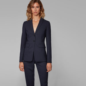 BOSS - Blazer Junka - regular fit - lana vergine - blu