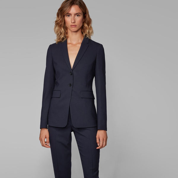 BOSS - Blazer Junka - regular fit - lana vergine - blu