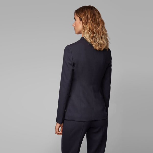 BOSS - Blazer Junka - regular fit - lana vergine - blu