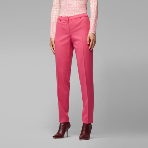 BOSS - Pantaloni Tiluni - slim fit - lana vergine - rosa