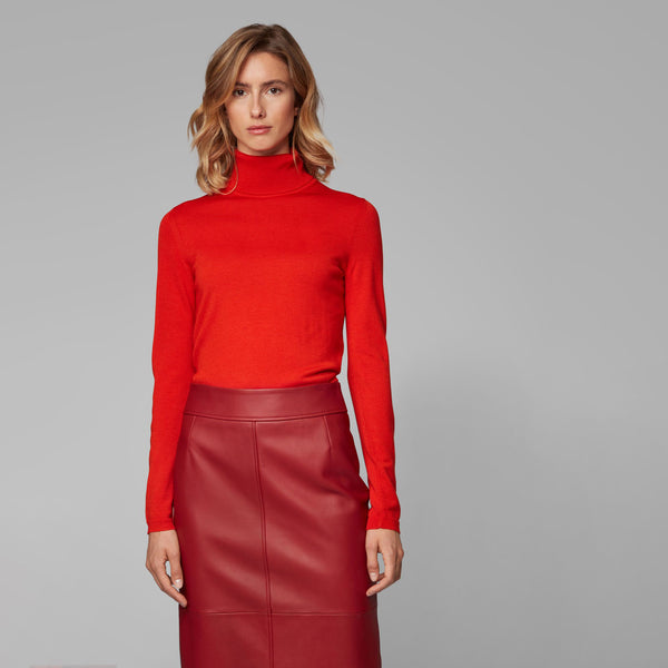 BOSS - Maglia Famaurie - 100% lana vergine - rosso