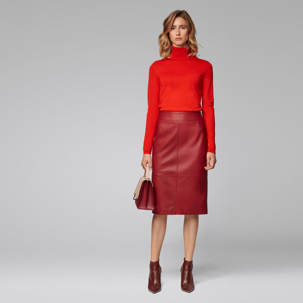 BOSS - Maglia Famaurie - 100% lana vergine - rosso