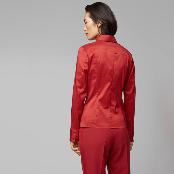 BOSS - Blusa Bashina - rosso scuro