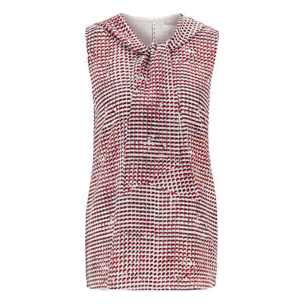BOSS - Blusa Ibantula - 100% seta - bianco e rosso