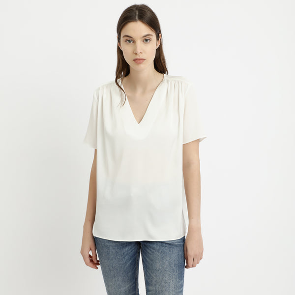 BOSS - Blusa Bibetta - seta - bianco