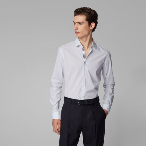 BOSS - Camicia Rikki - slim fit - 100% cotone - azzurro