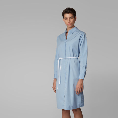 BOSS - Abito Carusa - modello chemisier - 100% cotone - azzurro