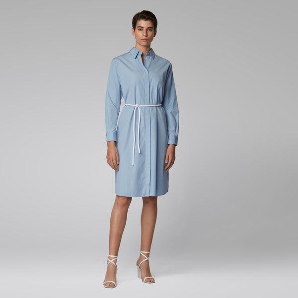 BOSS - Abito Carusa - modello chemisier - 100% cotone - azzurro