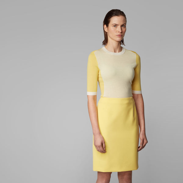 BOSS - Maglia Franna - 100% lana vergine - giallo e crema
