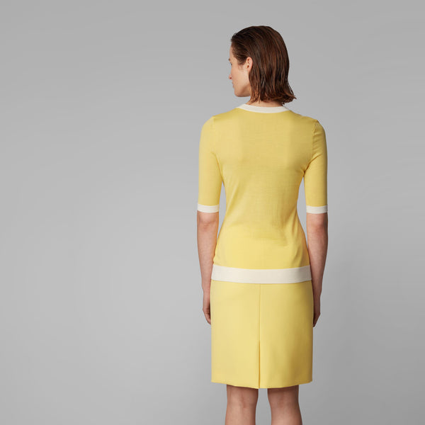 BOSS - Maglia Franna - 100% lana vergine - giallo e crema