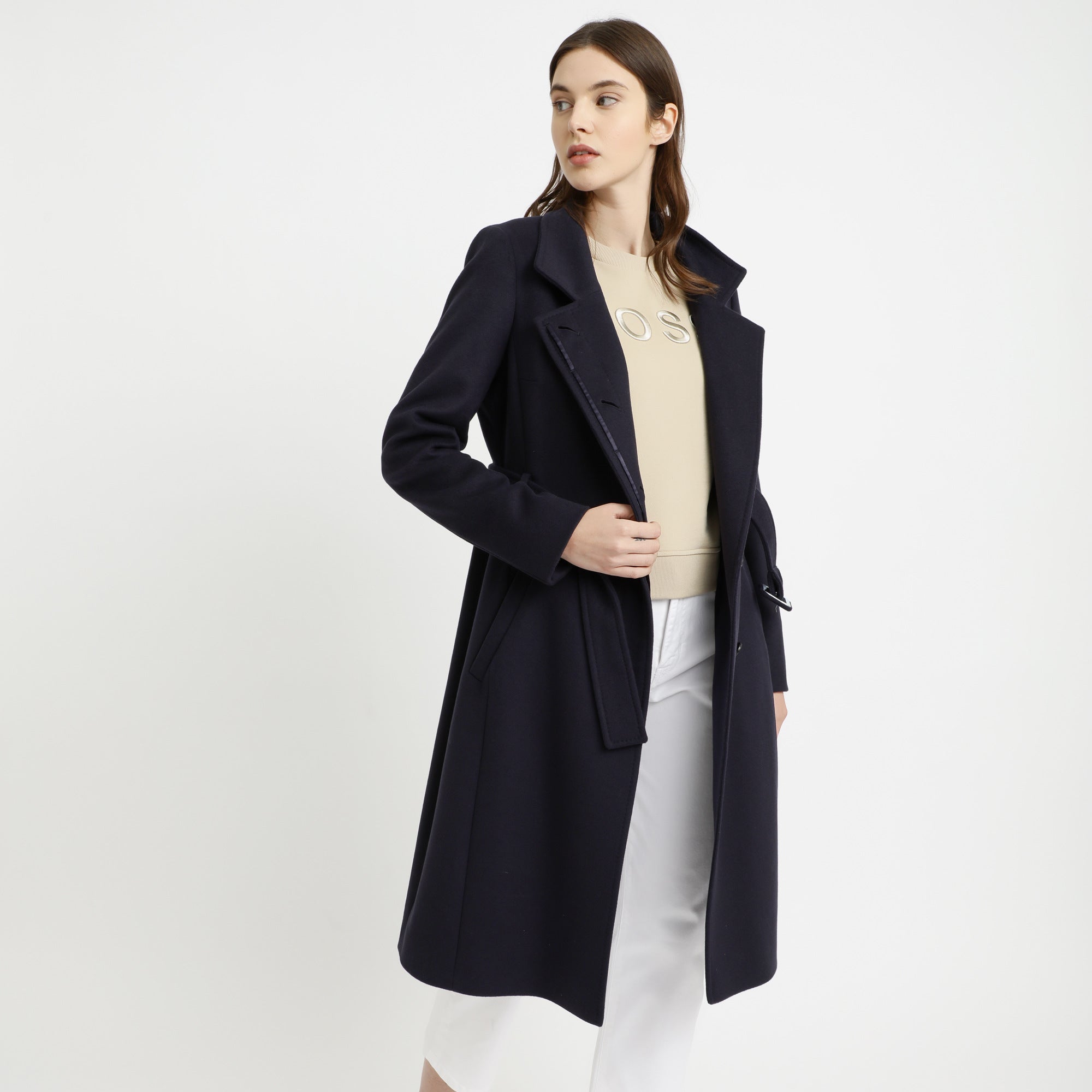 BOSS - Cappotto Cetiva - lana vergine - blu scuro