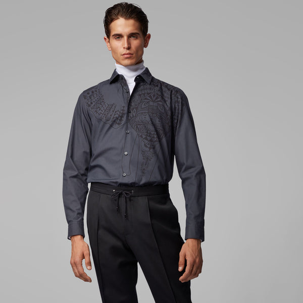 BOSS - Camicia Lukas - slim fit - 100% cotone - antracite