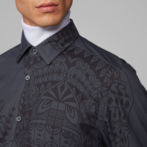 BOSS - Camicia Lukas - slim fit - 100% cotone - antracite