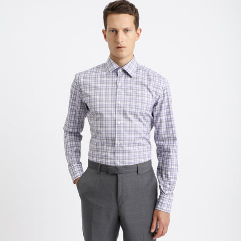 BOSS - Camicia Jango - 100% cotone - viola scuro e bianco