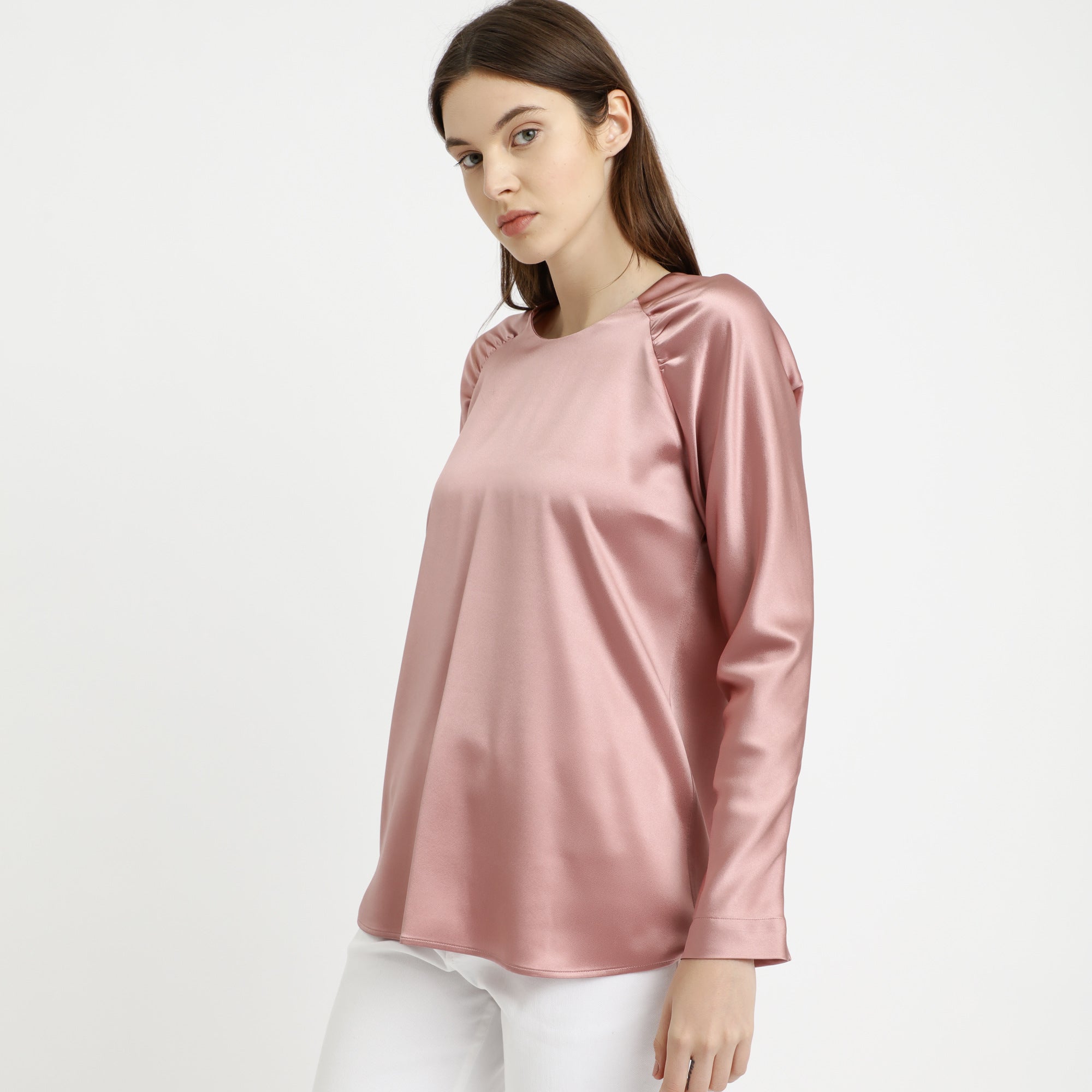 BOSS - Blusa Bergitta - seta - rosa chiaro