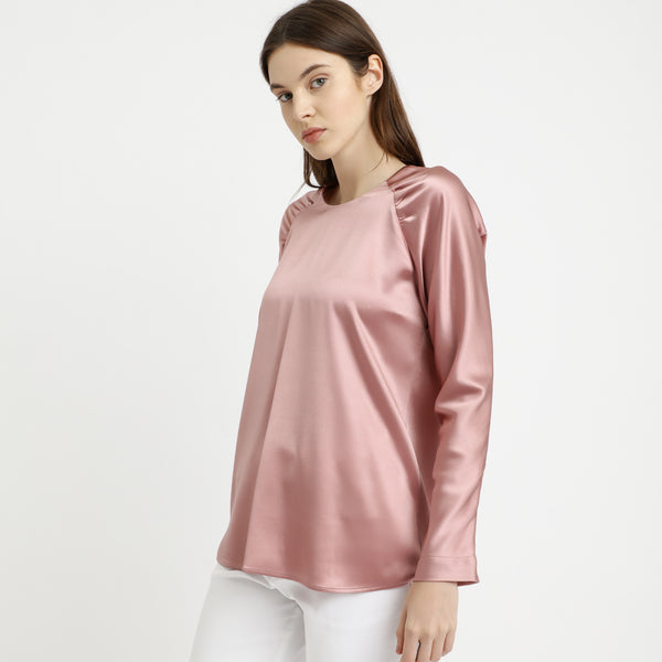 BOSS - Blusa Bergitta - seta - rosa chiaro