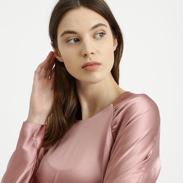 BOSS - Blusa Bergitta - seta - rosa chiaro