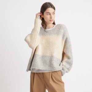 BOSS - Maglia Isannah - grigio e beige