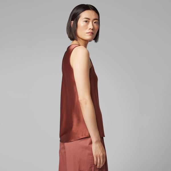 BOSS - blusa Inolea - seta - ruggine e rame