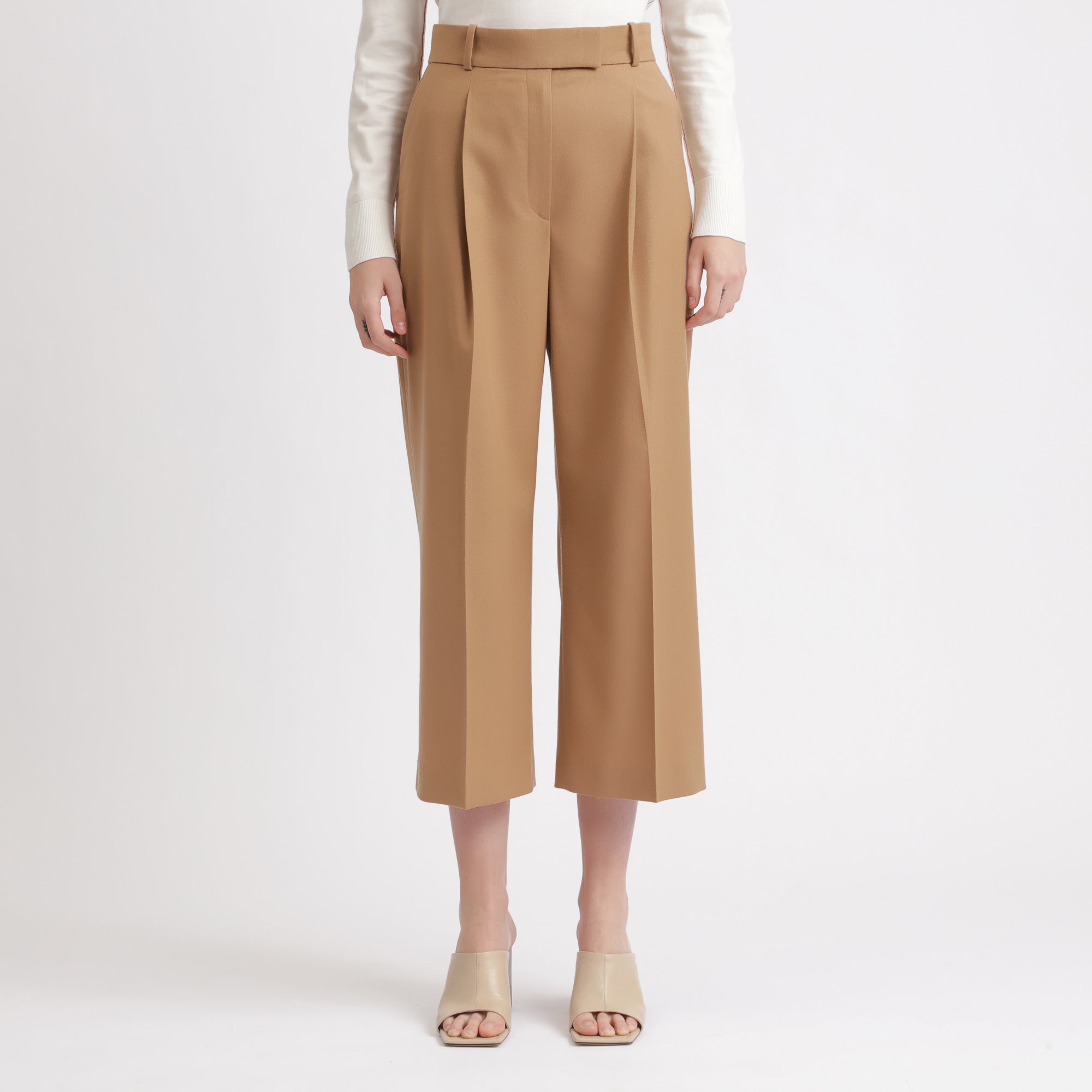 BOSS - Pantaloni da abito Tayamana - lana vergine - marrone chiaro