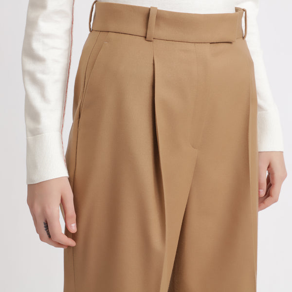 BOSS - Pantaloni da abito Tayamana - lana vergine - marrone chiaro