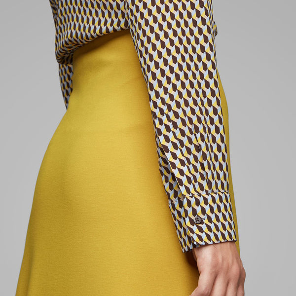 BOSS - Blusa Banora - 100% seta - marrone scuro e giallo