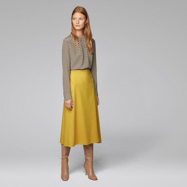 BOSS - Blusa Banora - 100% seta - marrone scuro e giallo