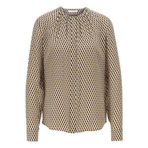BOSS - Blusa Banora - 100% seta - marrone scuro e giallo