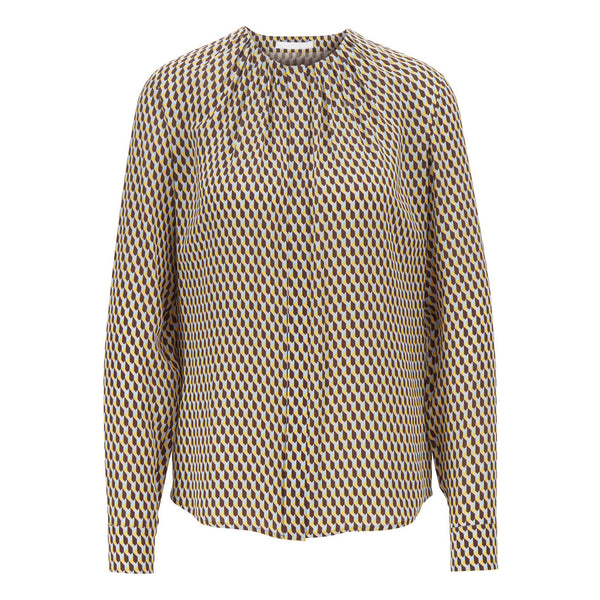 BOSS - Blusa Banora - 100% seta - marrone scuro e giallo