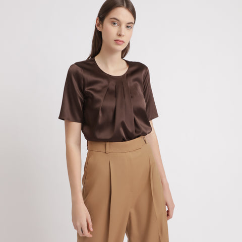 BOSS - blusa Ikere - seta - marrone scuro