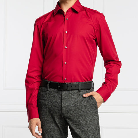 BOSS - Camicia Isko - slim fit - 100% cotone - rosso