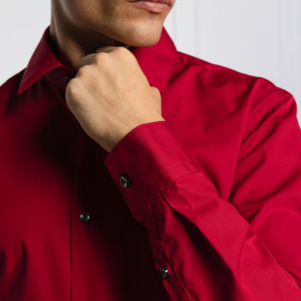 BOSS - Camicia Isko - slim fit - 100% cotone - rosso