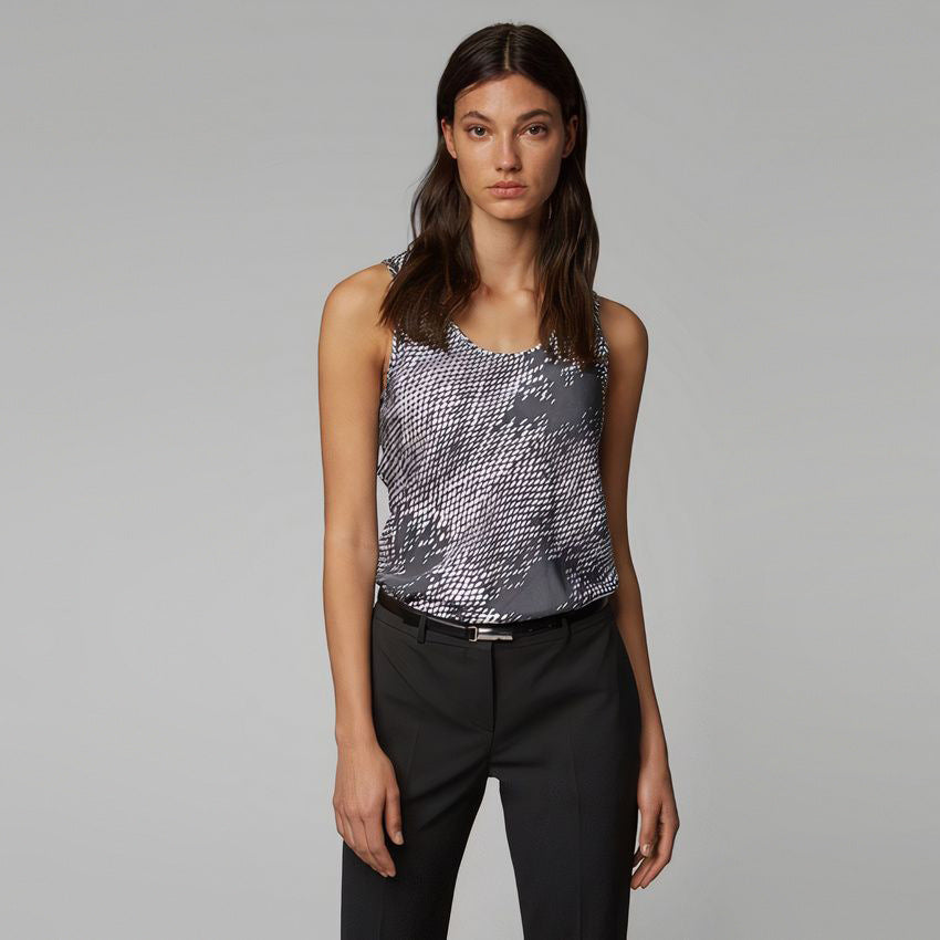 BOSS - blusa Inolea - grigio scuro e crema