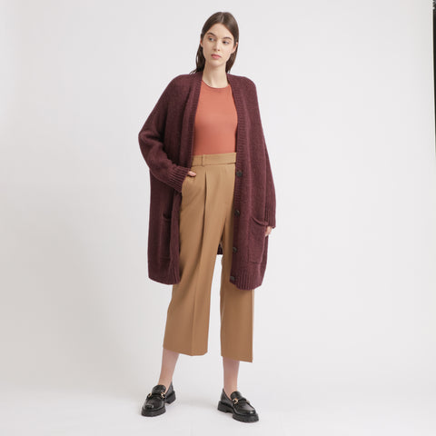 BOSS - Cardigan Wevelyn - rosso scuro
