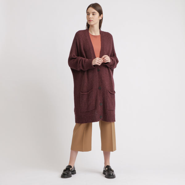 BOSS - Cardigan Wevelyn - rosso scuro