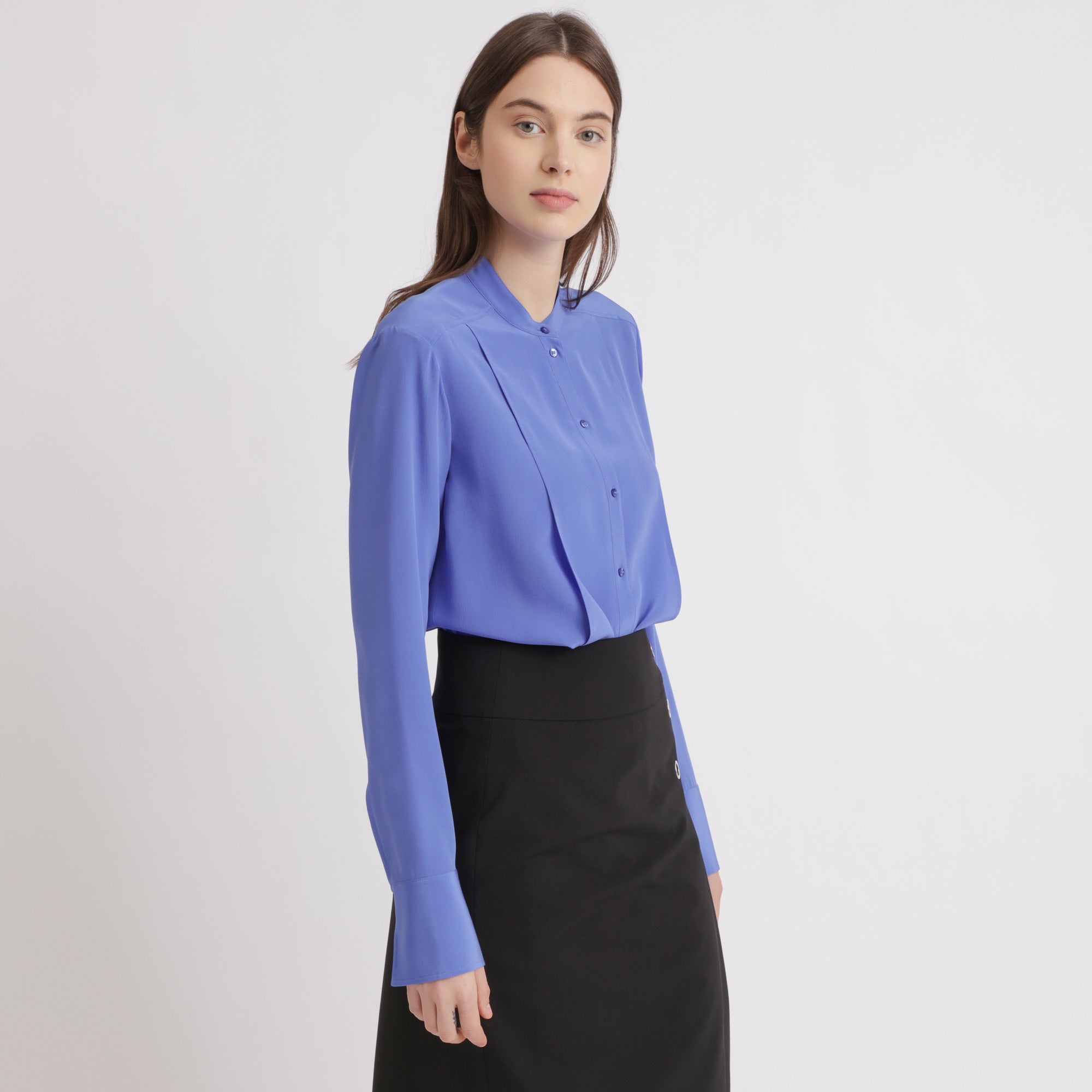 BOSS - Blusa Bosalera - 100% seta - blu