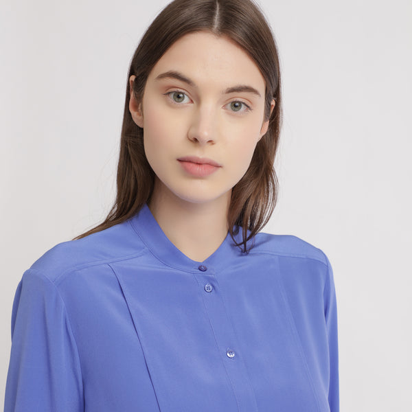 BOSS - Blusa Bosalera - 100% seta - blu