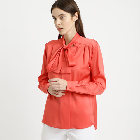 BOSS - Blusa Bakina - seta - corallo