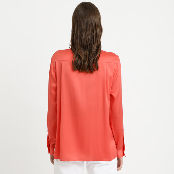 BOSS - Blusa Bakina - seta - corallo