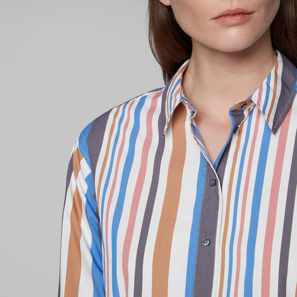 BOSS - Blusa Emaine - cotone - bianco e blu