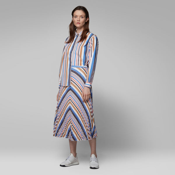 BOSS - Blusa Emaine - cotone - bianco e blu