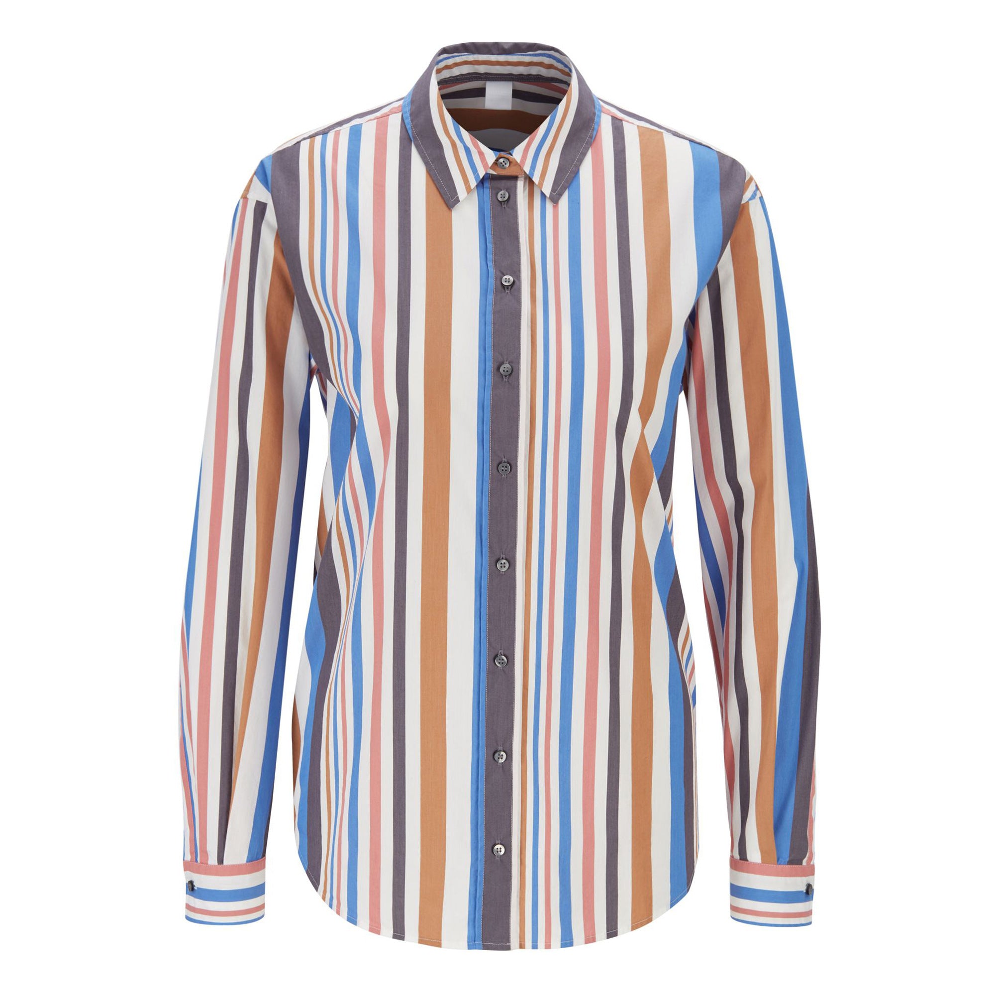 BOSS - Blusa Emaine - cotone - bianco e blu