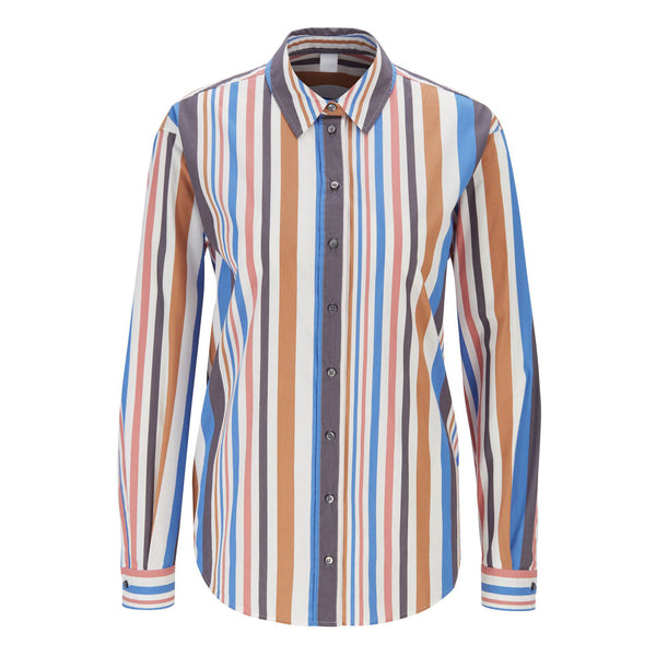 BOSS - Blusa Emaine - cotone - bianco e blu