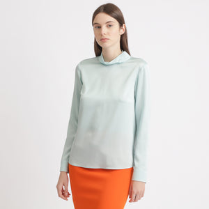 BOSS - blusa Inuku - seta - blu pallido