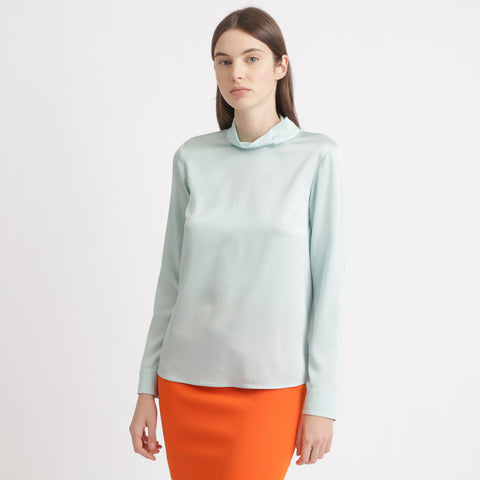 BOSS - blusa Inuku - seta - blu pallido