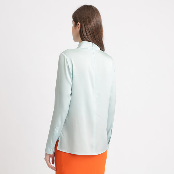 BOSS - blusa Inuku - seta - blu pallido