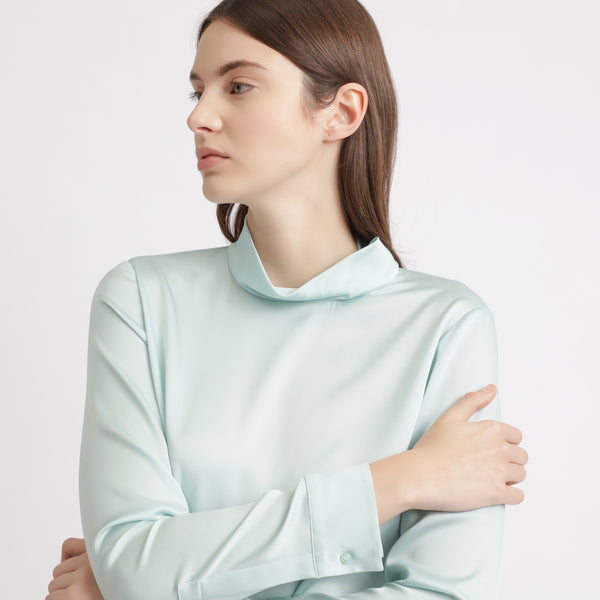 BOSS - blusa Inuku - seta - blu pallido